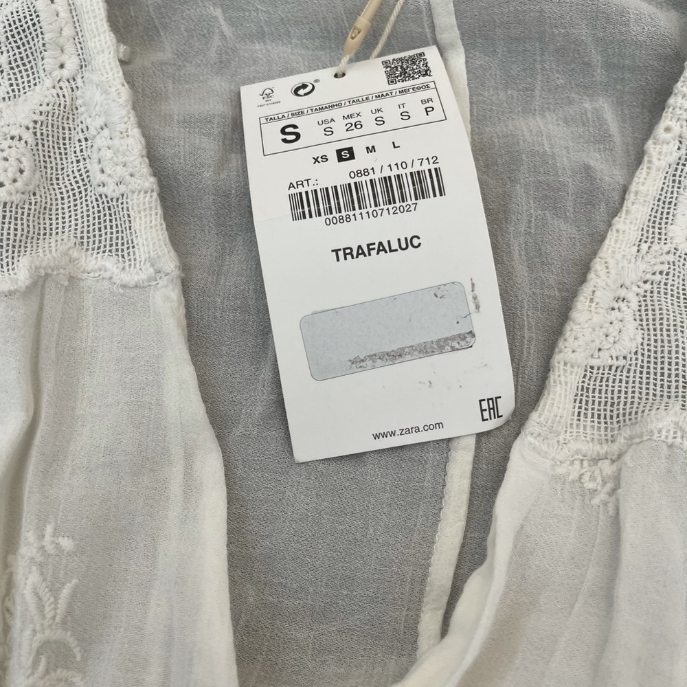 ZARA Lace Embroidered Long Wrap White Dress S